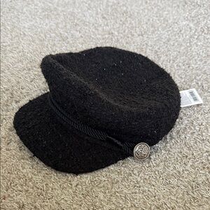 Black Textured Newsboy Cap